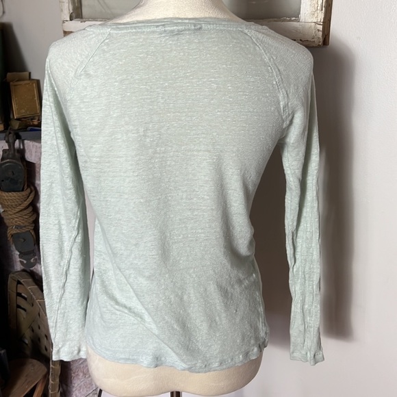 BANANA REPUBLIC LINEN LONG SLEEVE BASEBALL STLE TSHIRT SZ XS MINT GREEN - Picture 3 of 8